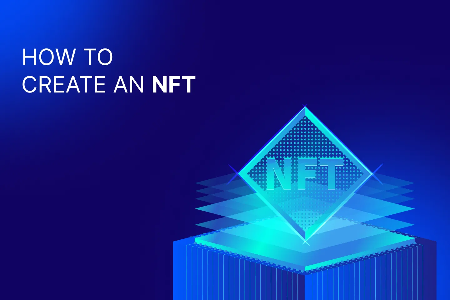 How to create an NFT with a glowing digital token symbol on a blockchain platform