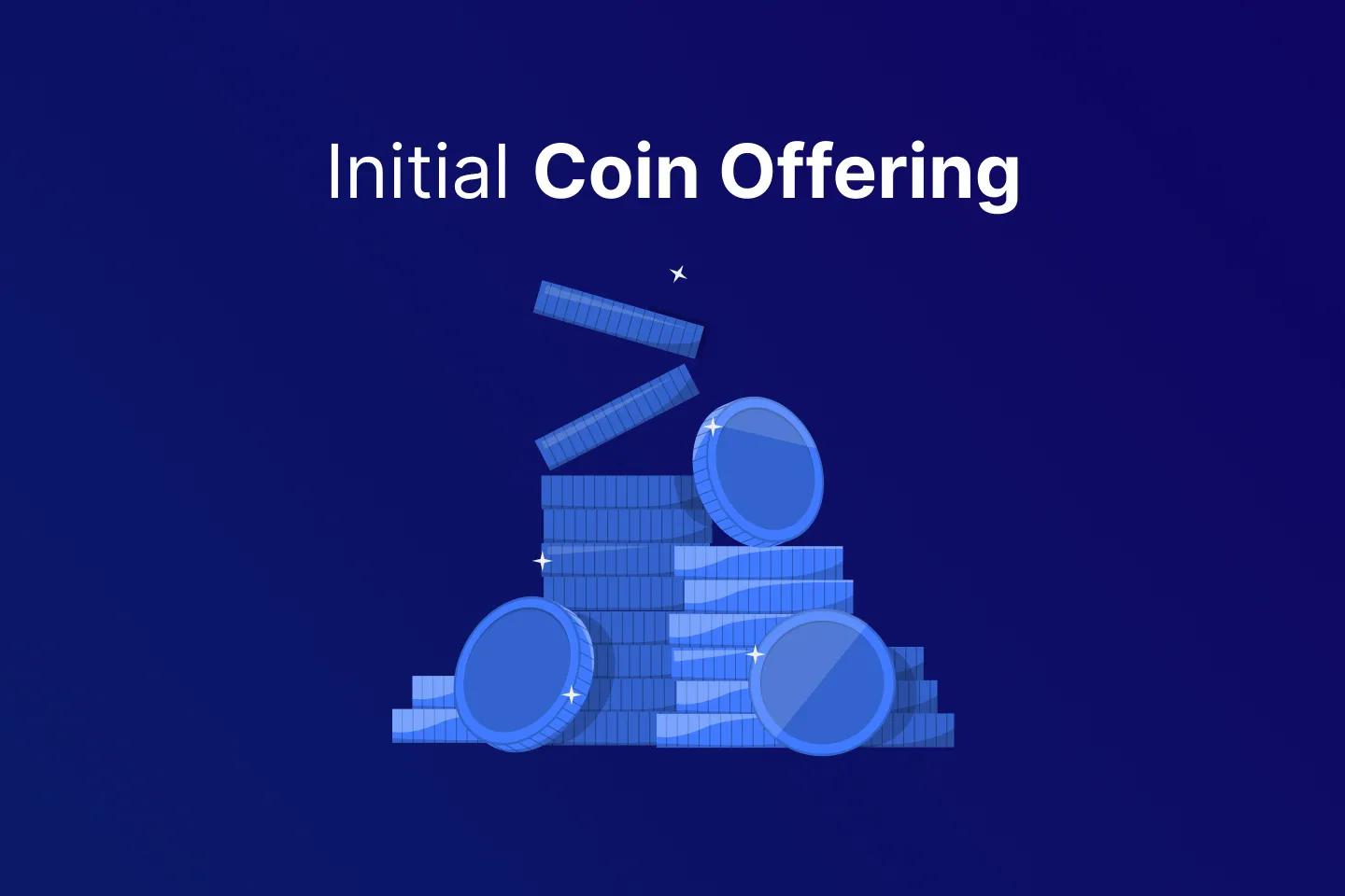 Stacked digital coins representing initial coin offering in cryptocurrency fundraising