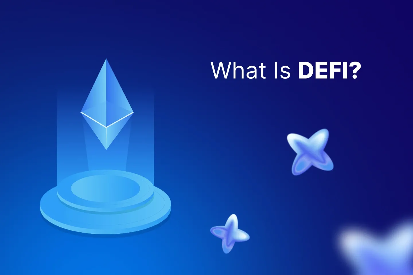 Ethereum symbol on a digital platform representing DeFi and blockchain technology.