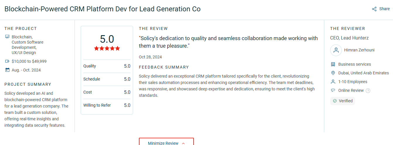 Solicy G2 rating feedback